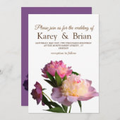 Invitation Floral Photo Mariage Card Peony fleurs (Devant / Derrière)