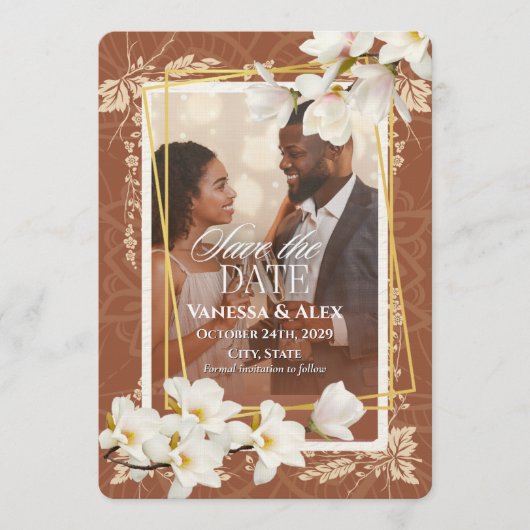 Invitation Floral Photo Save the Date  (Devant)