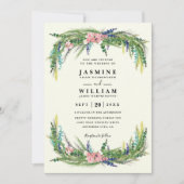 Invitation Floral Pine Rustic Country Elegant QR Code Wedding (Devant)