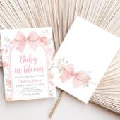 Invitation Floral Pink Bow Baby dans le Baby shower de fleurs