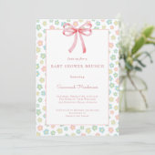 Invitation Floral Pink Bow Ribbon Baby Shower Brunch  (Debout devant)