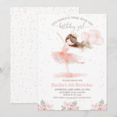Invitation Floral Pink Dance Twirl Anniversaire Fille Anniver (Devant / Derrière)