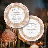 Invitation Floral Pink Foliage Or Fête des mariées élégante