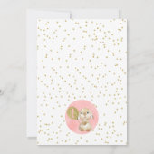 Invitation Floral Pink Gold Balloon Fluffy Bunny 1er annivers (Dos)