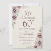 Invitation Floral Pink Mauve Surprise 60th Birthday (Devant)