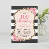 Invitation Floral Pink Peonies 100e anniversaire (Debout devant)