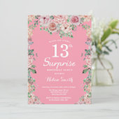 Invitation Floral Pink Peonies 13e anniversaire surprenant (Debout devant)