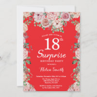 Floral Pink Peonies 18e Anniversaire Surprise Roug