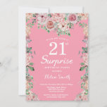 Invitation Floral Pink Peonies 21e anniversaire surprenant<br><div class="desc">Floral Pink Peonies 21e Invitation d'anniversaire surprise pour les femmes. Fleur florale aquarelle. Elégante Rose rose et Fleurs de pivoine. Anniversaire adulte. Arrière - plan rose. 13ème 15ème 16ème 18ème 20ème 21ème 30ème 40ème 50ème 60ème 70ème 80ème 90ème 100ème, n'importe quel âge. Pour plus de personnalisation, cliquez sur le bouton...</div>