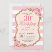 Invitation Floral Pink Peonies 30e anniversaire de fête Invit (Devant)