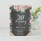 Invitation Floral Pink Peonies 30e tableau de bord d'annivers (Debout devant)