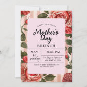 Invitation Floral Pink Peonies Fête des mères Brunch (Devant)