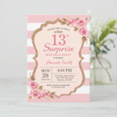 Invitation Floral Pink Peonies Surprise 13e anniversaire (Debout devant)