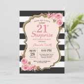 Invitation Floral Pink Peonies surprise 21e anniversaire (Debout devant)
