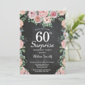 Invitation Floral Pink Peonies Surprise 60e anniversaire (Debout devant)