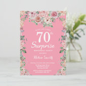 Invitation Floral Pink Peonies Surprise 70e anniversaire (Debout devant)