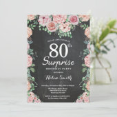 Invitation Floral Pink Peonies Surprise 80e anniversaire (Debout devant)
