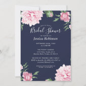 Invitation Floral Pink Peony Marine Arrière - plan Fête des m (Devant)