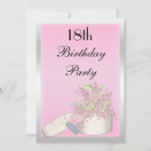 Invitation Floral Pink & Silver 18e anniversaire (Devant)