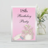 Invitation Floral Pink & Silver 18e anniversaire (Debout devant)
