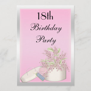 Invitation Floral Pink & Silver 18e anniversaire