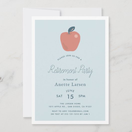 Invitation Floral Pomme Blue retrait enseignant (Devant)