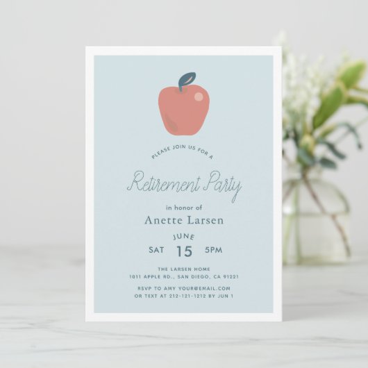 Invitation Floral Pomme Blue retrait enseignant (Debout devant)