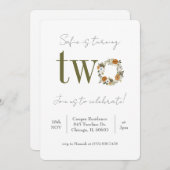 Invitation Floral pour le deuxième anniversaire (Devant / Derrière)