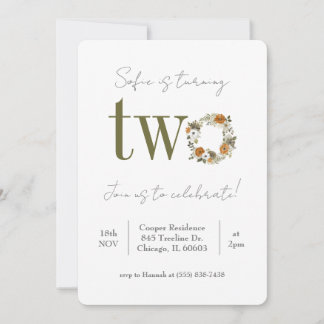 Invitation Floral pour le deuxième anniversaire