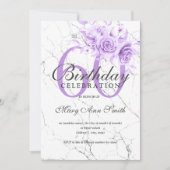 Invitation Floral pourpre 60e Anniversaire Marbre de fête  (Devant)