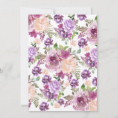 Invitation Floral pourpre C'est un Baby shower de fille (Dos)