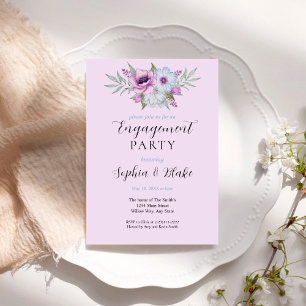 Invitation Floral pourpre et vert Purple Engagement Party