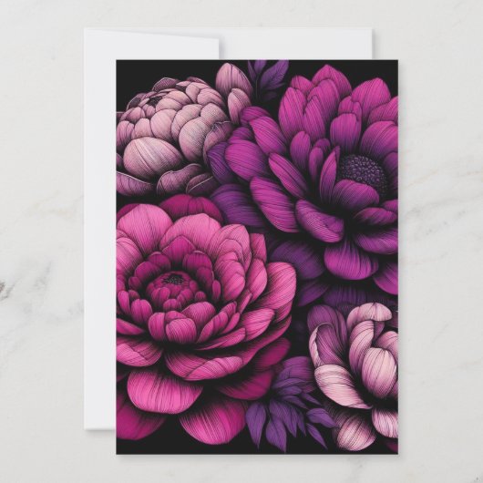 Invitation Floral pourpre gras (Dos)