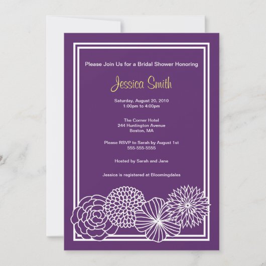 Invitation floral pourpre moderne de Fête de la (Devant)