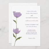 Invitation Floral pourpre, propre, Mariage simple (Devant / Derrière)