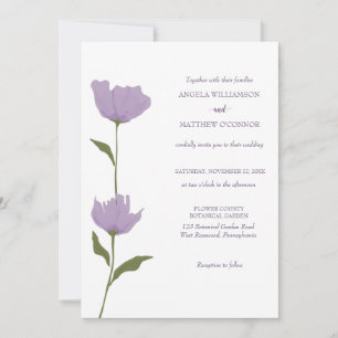 Invitation Floral pourpre, propre, Mariage simple