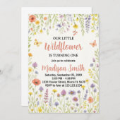 Invitation Floral Premier anniversaire (Devant / Derrière)