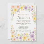 Invitation Floral Premier anniversaire (Devant)