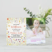 Invitation Floral Premier Anniversaire avec photo (Debout devant)