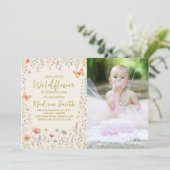 Invitation Floral Premier Anniversaire avec photo (Debout devant)