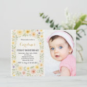 Invitation Floral Premier Anniversaire avec photo (Debout devant)