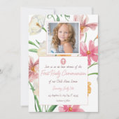 Invitation Floral Première Sainte Communion Photo (Devant)