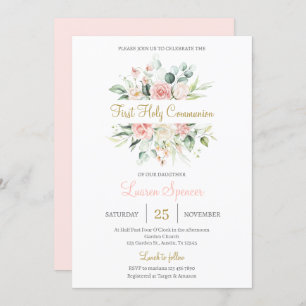 Invitation Floral Première Sainte Communion pour fille