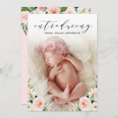 Invitation Floral Présentation des annonces de naissance de l (Devant / Derrière)