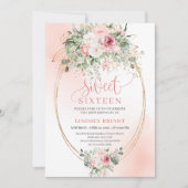 Invitation Floral Princess Blush Gold Sweet 16 Party Invites (Devant)