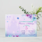 Invitation Floral Princess Castle Aquarelle Anniversaire (Debout devant)
