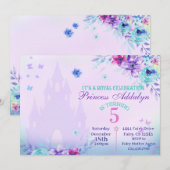 Invitation Floral Princess Castle Aquarelle Anniversaire (Devant / Derrière)