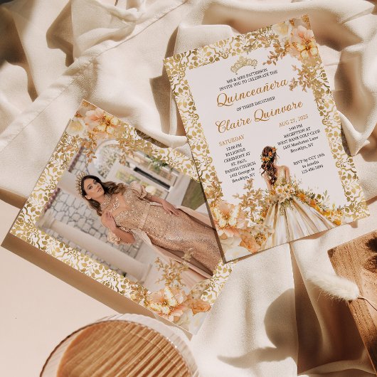 Invitation Floral Princesse à fleurs rayonnantes Photo Quince