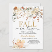 Invitation Floral Pumpkin Fall in Love Baby Shower (Devant)
