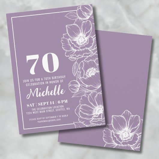 Invitation Floral Purple 70e anniversaire